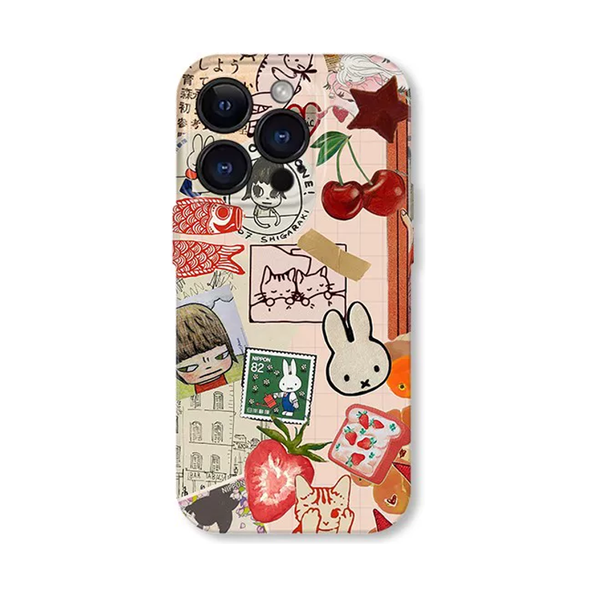 グロス・フルカバーソフト レトロコラージュ iPhoneケース 正面