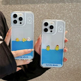 iPhone ケース 流れるリキッド アヒル 海賊船 夏 クリア アクリル かわいい 全4デザイン おしゃれ