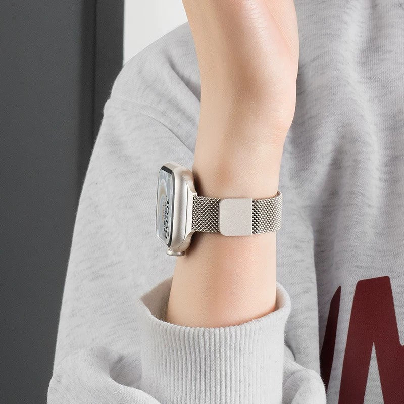 細身ミラネーゼのメタルApple Watchバンド スターライト マグネット式