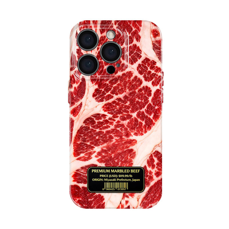 霜降りビーフ柄 ハードグロスiPhoneケース