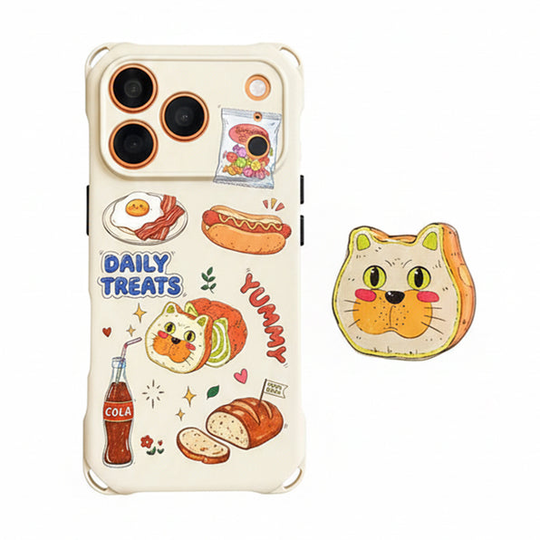 スマホケース+スタンド(2点セット)のトーストキャット スタンド付き iPhoneケース