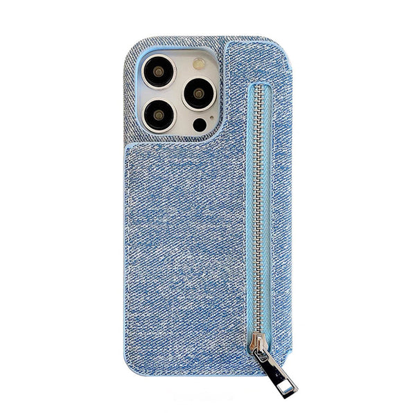 Denim Case Wallet-Style Shoulder Strap Card Holder