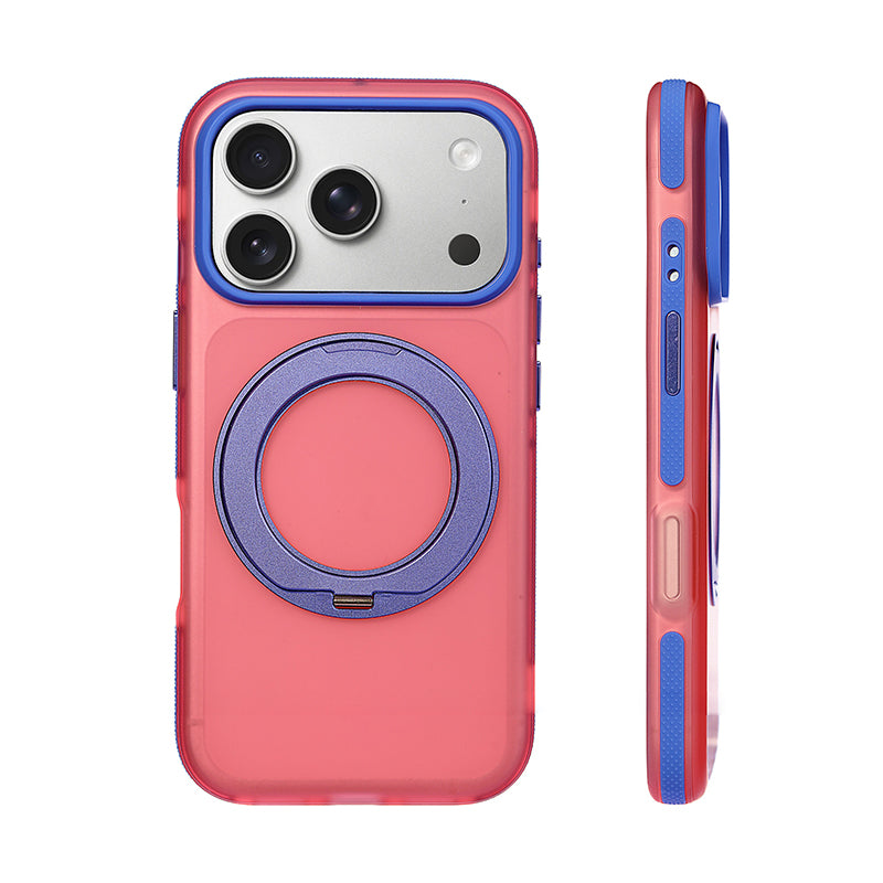 ピンク×ブルー 360°回転スタンド iPhoneケース