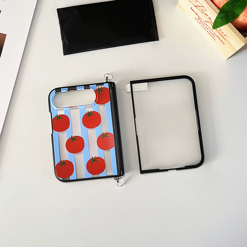 トマト柄 ストラップ付き 折りたたみスマホケースの商品画像 2