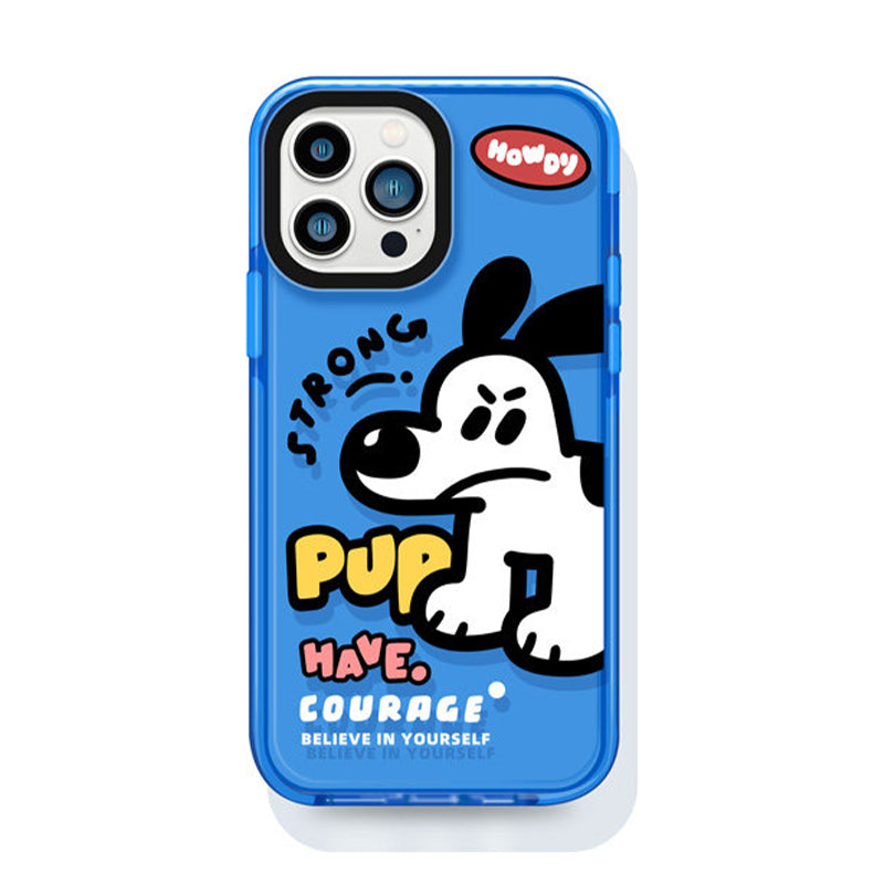 ネイビー 応援ドッグ 半透明 iPhoneケース