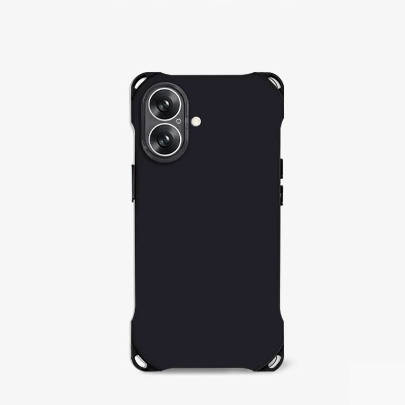 四隅ホール付きブラックiPhoneケースの正面ディテール