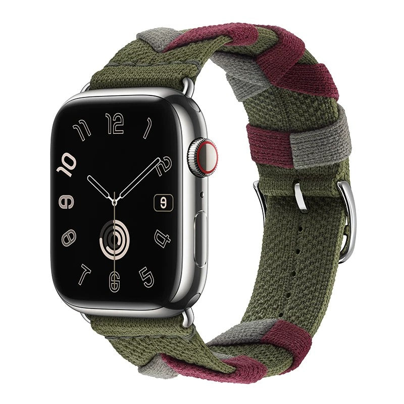 編み込みナイロン Apple Watchバンド カーキ