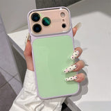 ドーパミンカラー ガラス iPhoneケース パープル×グリーン バイカラー