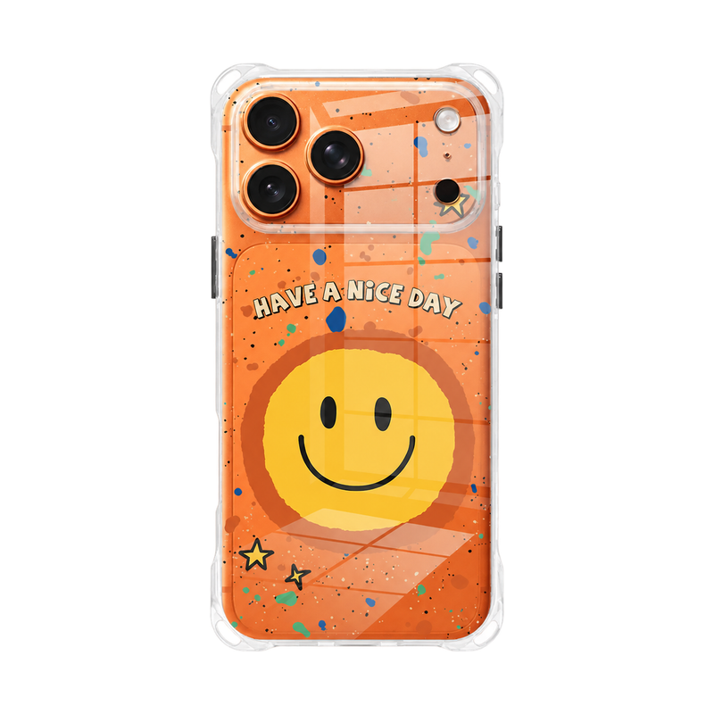 iPhone ケース(単品)のスマイル ペイント柄 クリアiPhoneケース、実物の柄と付属品の参考画像