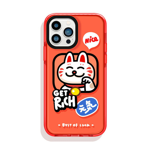 レッド スマイル 招き猫モチーフ iPhoneケース