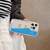リキッドiPhoneケース 浮かぶアヒル 夏 クリア アクリル かわいい さわやか 全4種