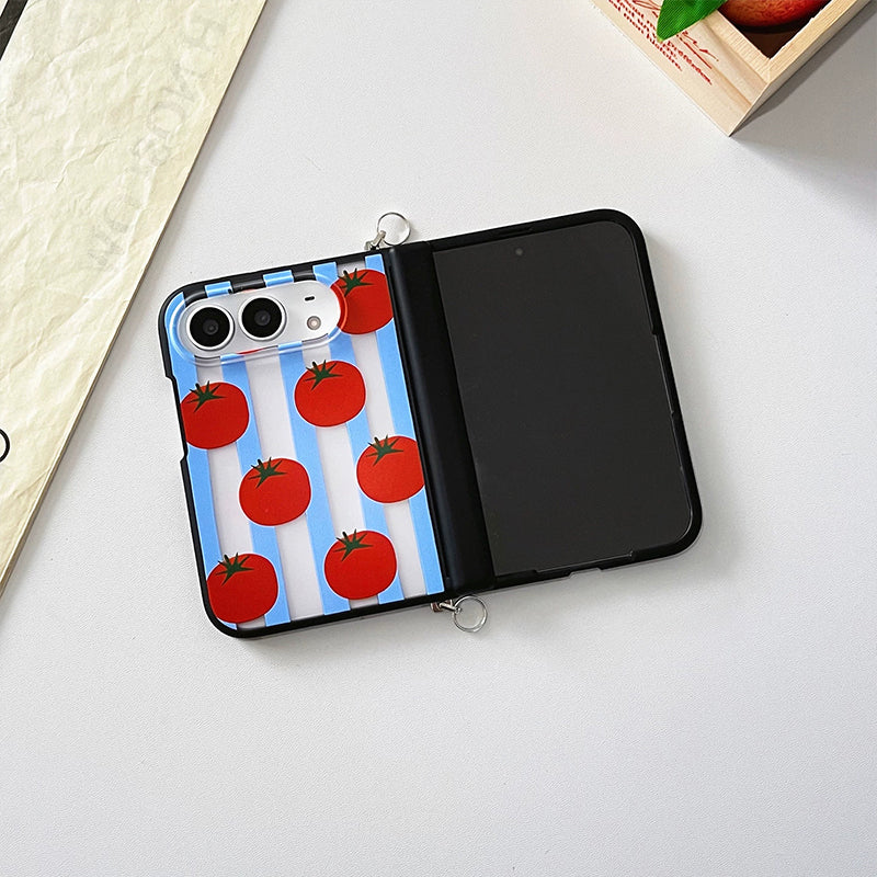 トマト柄 ストラップ付き 折りたたみスマホケースの商品画像 3