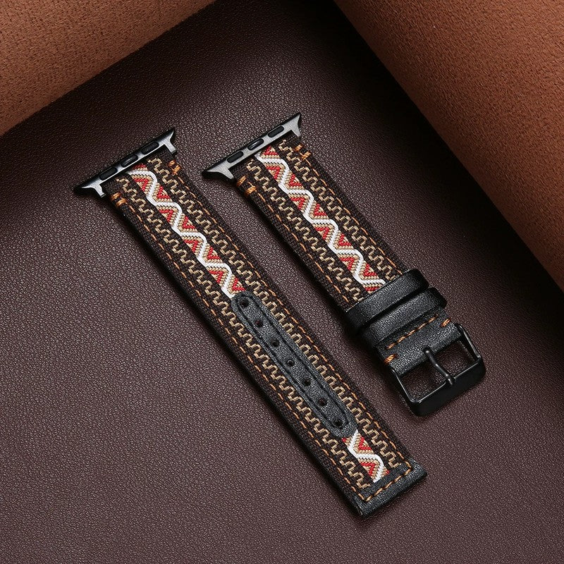 エスニック柄ジャカード Apple Watchバンド エスニックブラウン