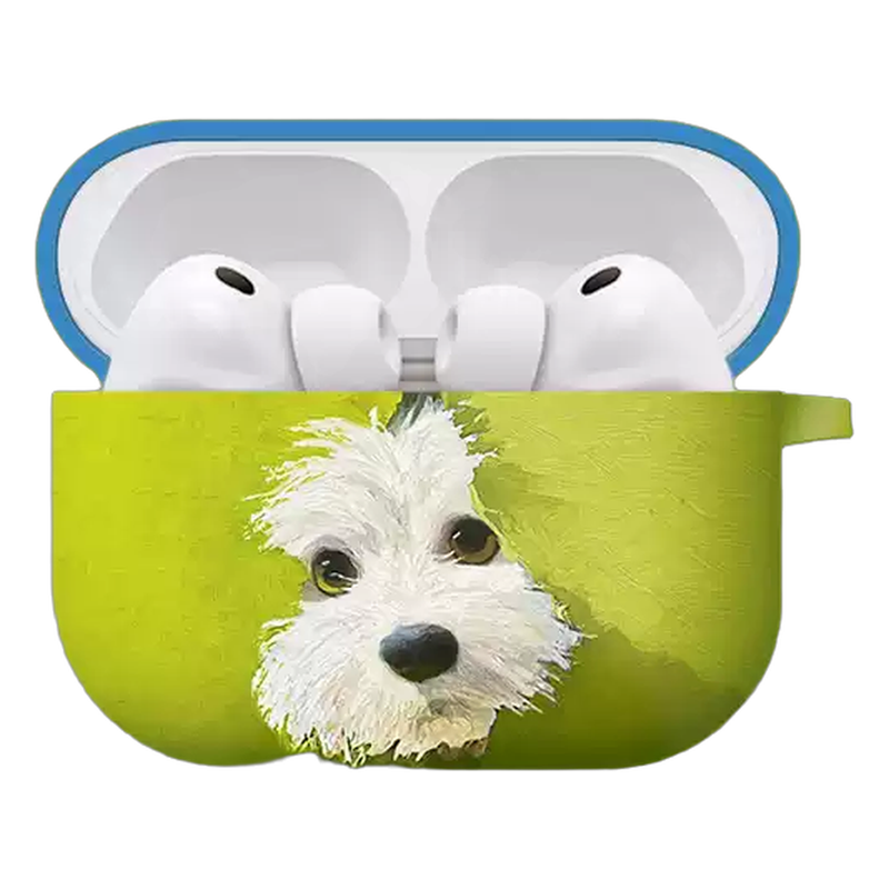 ブルー×グリーン ドッグ ビーズチェーン付き AirPodsケース 商品参考画像 2