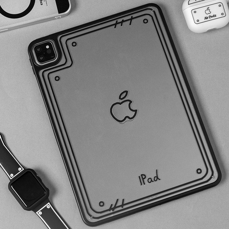 ブラックフレームのクリアバックiPadケース 使用イメージ