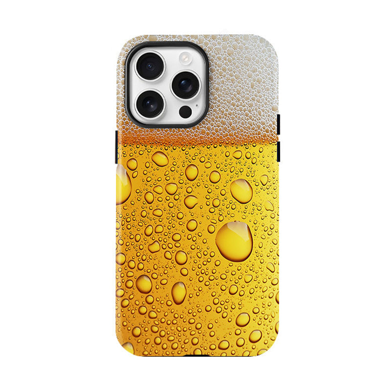 ビールの泡と気泡柄 ハイブリッドマットiPhoneケース