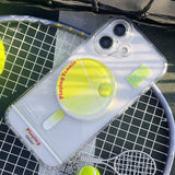 iPhone 18 Pro Max・18 Proを含む全21機種対応 【MagSafe対応・テニスボールグリップ 2点セット】iPhone ケース クリア × 立体テニスボール スポーツデザイン おしゃれ