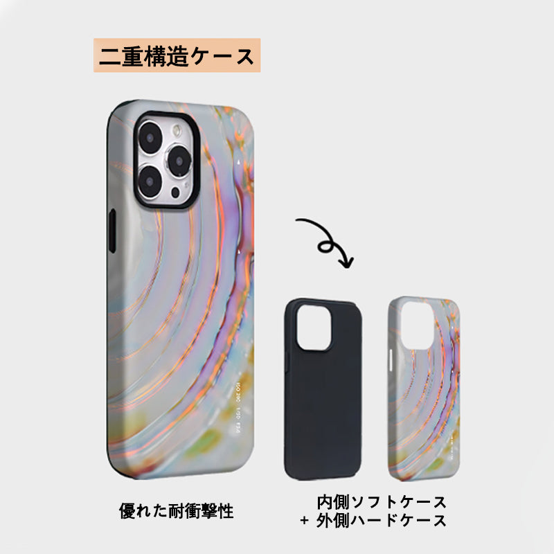 「パールシェル風」グラデーションカラーのおしゃれな二重構造スマホケース
