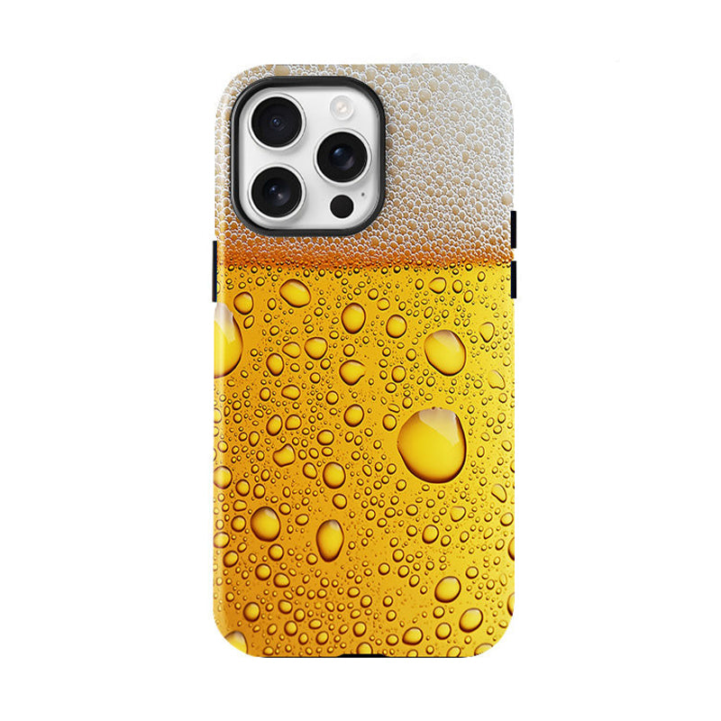 ビールの泡と気泡柄 ハイブリッドグロスiPhoneケース