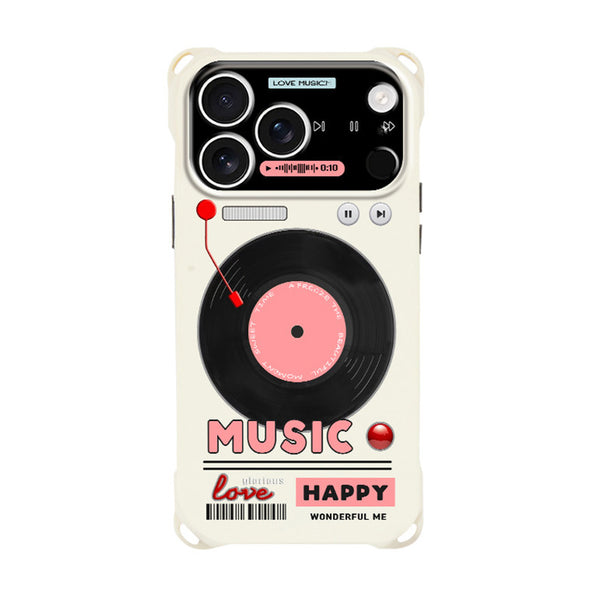 ブラックレコードモチーフ ストラップ付きiPhoneケース SKU-04