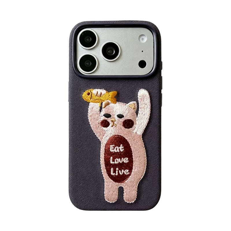 パープル キャット(単品) iPhoneケース 白背景