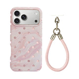マーブルドット IMD iPhoneケース ピンク リストストラップ付き
