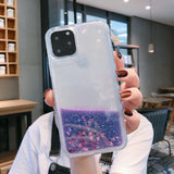キラキラ流れるグリッターiPhoneケース パープル(ハート) 手持ちイメージ