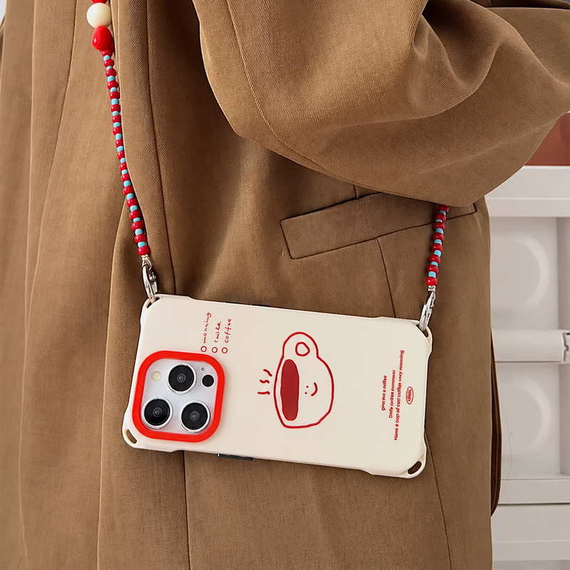 コーヒーカップ柄 ストラップ付きiPhoneケース 使用イメージ 1
