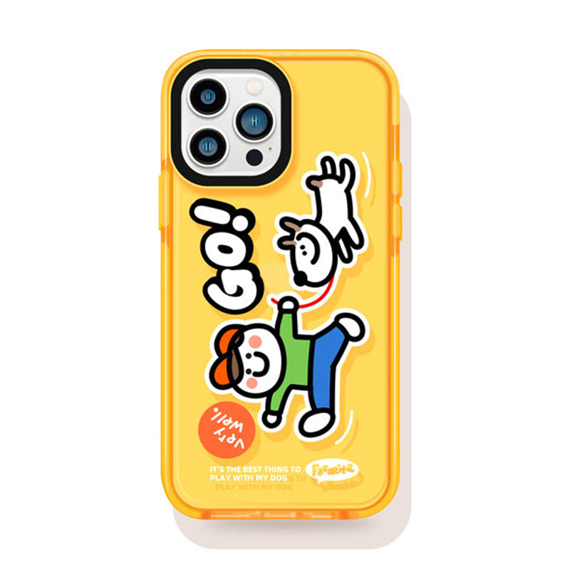イエロー おでかけドッグ 半透明 iPhoneケース
