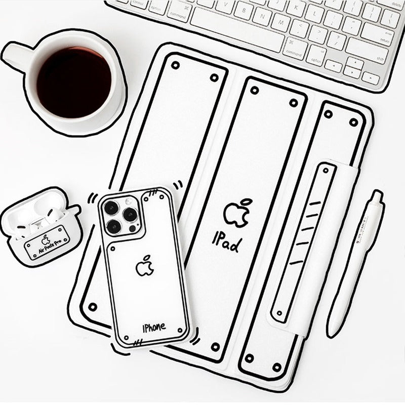 落書き風 手描きライン iPhoneケース ディテール 1