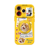 イエロー キャットB(リングスタンド) キャットコラージュ iPhoneケース