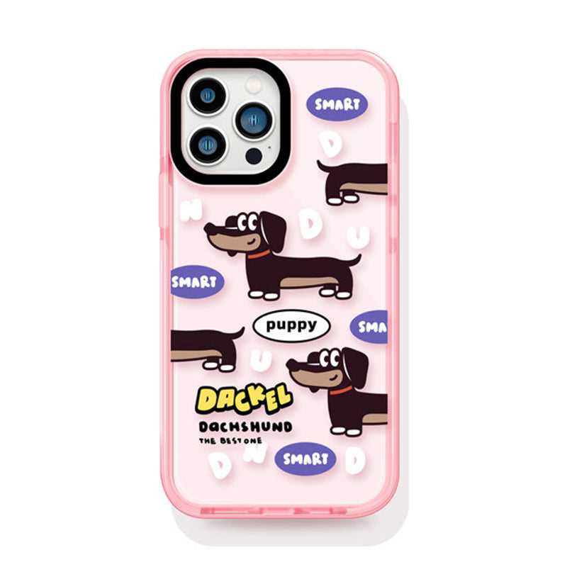 ピンク ダックスフンド 半透明 iPhoneケース