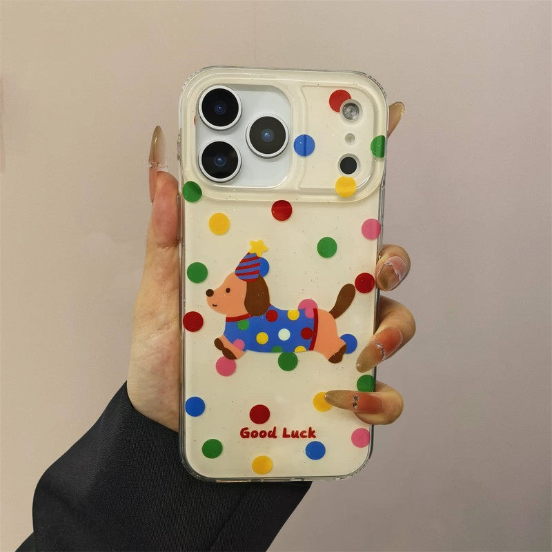ダックスフンド ドット柄 iPhoneケース(単品)