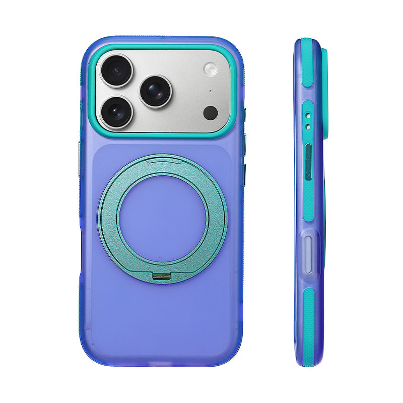 ブルー×グリーン 360°回転スタンド iPhoneケース