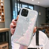 キラキラ流れるグリッターiPhoneケース ホワイト(ハート) 手持ちイメージ