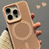MagSafe対応 iPhone ケース シリコン 蜂の巣型放熱 サクラピンク 韓国風 かわいい
