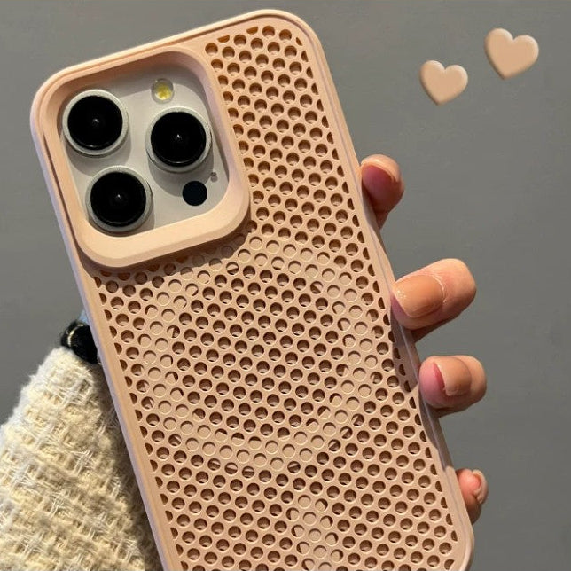 MagSafe対応 iPhone ケース シリコン 蜂の巣型放熱 サクラピンク 韓国風 かわいい