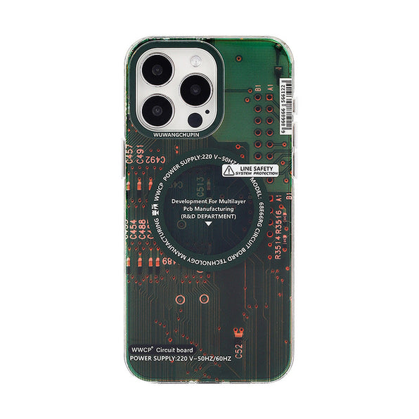 基板藝術風格 透明 iPhone 手機殼 附卡片收納袋 工業風