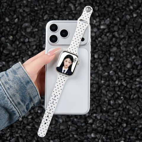 Apple Watch シリコンバンド 水玉ドット ホワイトドット