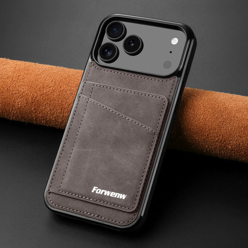 グレー の カード収納 iPhoneケース