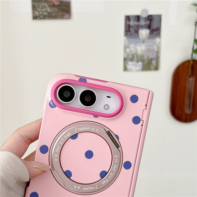 カラフルドット 360度リングスタンド付き折りたたみスマホケース 商品参考画像 4