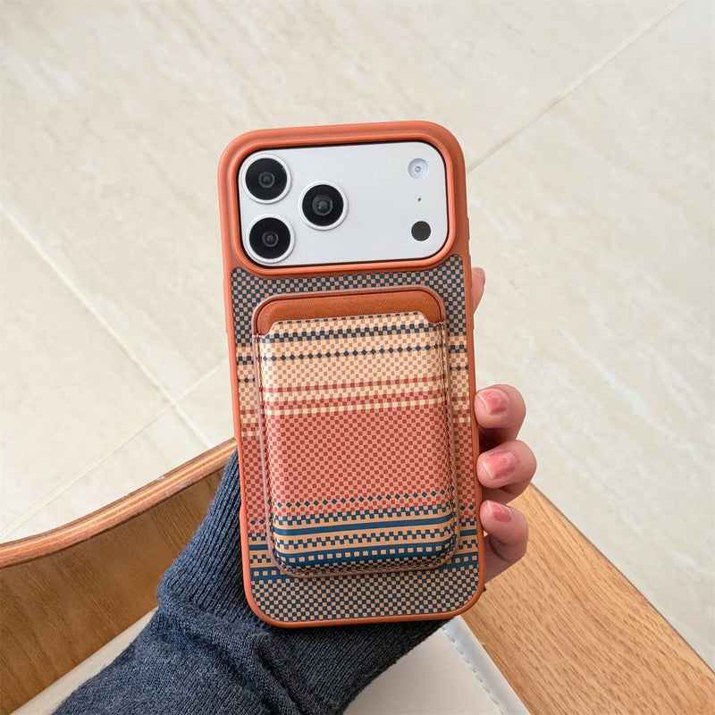 ブラウン の レザー調 カード収納 iPhoneケース