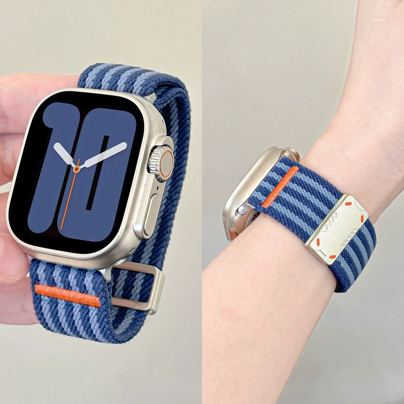 ブルー の ミリタリー ナイロン Apple Watch バンド