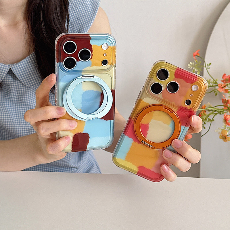 水彩チェック柄 iPhoneケース ディテール 4