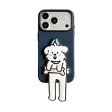 iPhone ケース ブルーいぬ 骨 ロングレッグ シリコン マット かわいい