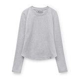 ライトグレーの起毛コットン長袖Tシャツ