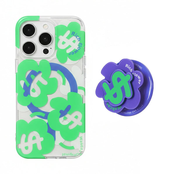 Magnetic Smartphone Case with Dollar Sign Motif Rotating Gimmick Stand