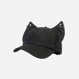キツネ耳(ブラック)のy2kダメージキャップ、単体SKU画像