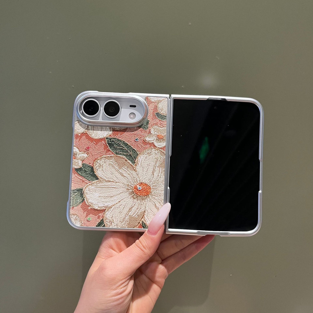 油絵風花柄iPhone Duoケースのデザイン・使用イメージ 5