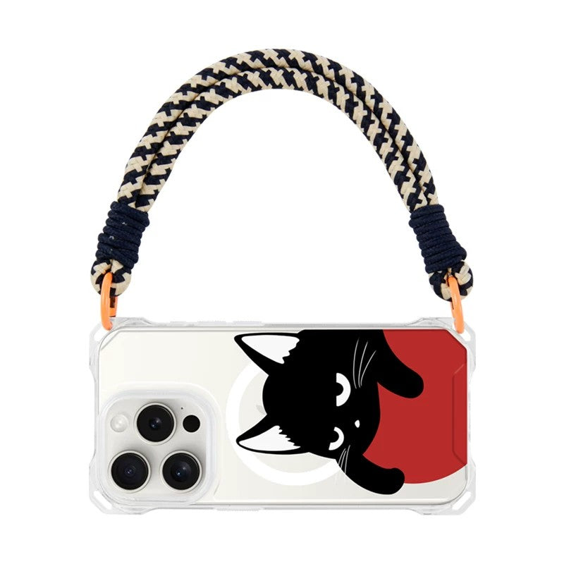 MagSafe+ハンド の 黒猫チャーム iPhoneケース